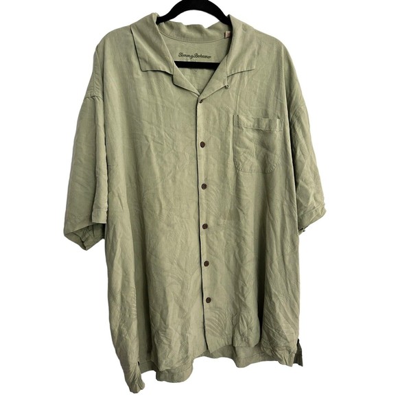Tommy Bahama Mens Size XXL 2XL Shirt Silk Hawaiian Green Button Up - Picture 1 of 4